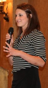 student holding microphone